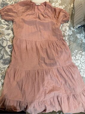 DownEast Rose Pink Tiered Maxi Dress